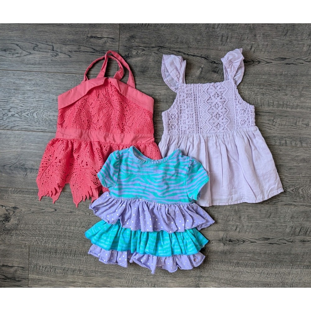 Baby Toddler Girl Short Sleeve Top Lot 18 2T Ruffle Crochet Pink Boutique Boho